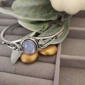 Elegant boho, cuff, bangle bracelet, moonstone, adjustable alloys steel.